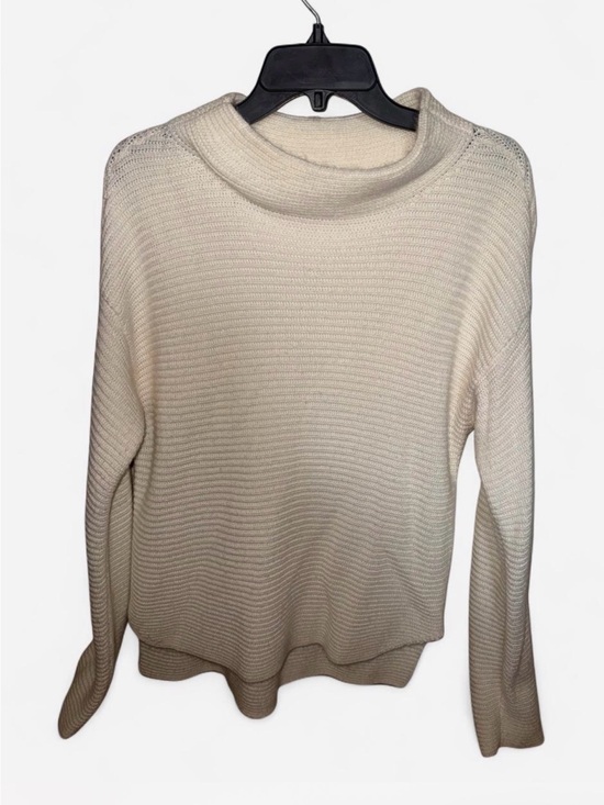 Westbound Sweaters - Westbound Cream Ribbed mock Neck Sweater
